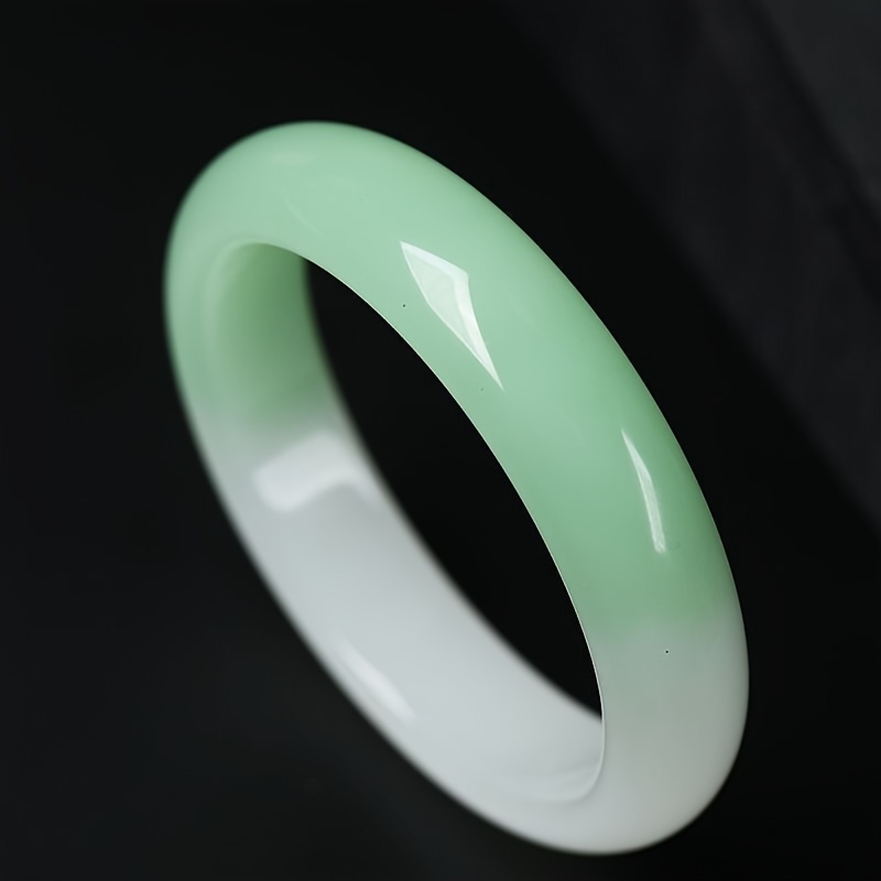 Half White Half Green Classic Flat Bar Bracelet
